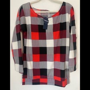 Koncle Off the Shoulder Tops for Women Long Sleeve Plaid Shirts Tunic